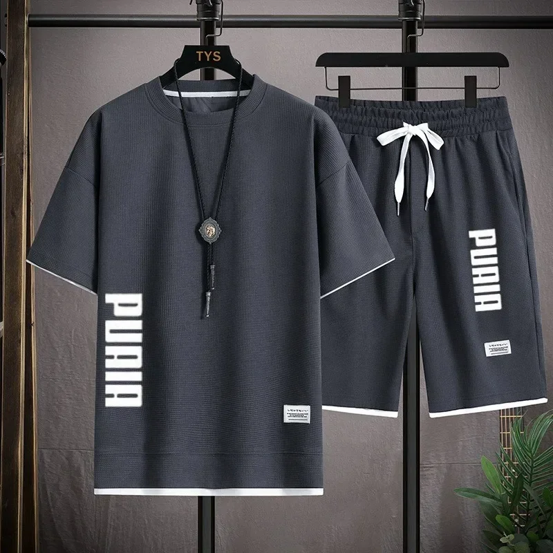 Summer Clothing Men Fashion - Nowy męski zestaw koszulka i spodenki