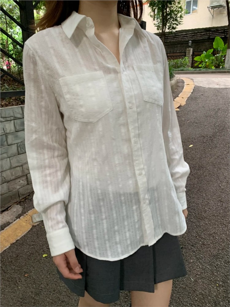 Crop Blouse Linen - Biała lniana bluzka z bawełnianym kołnierzykiem,