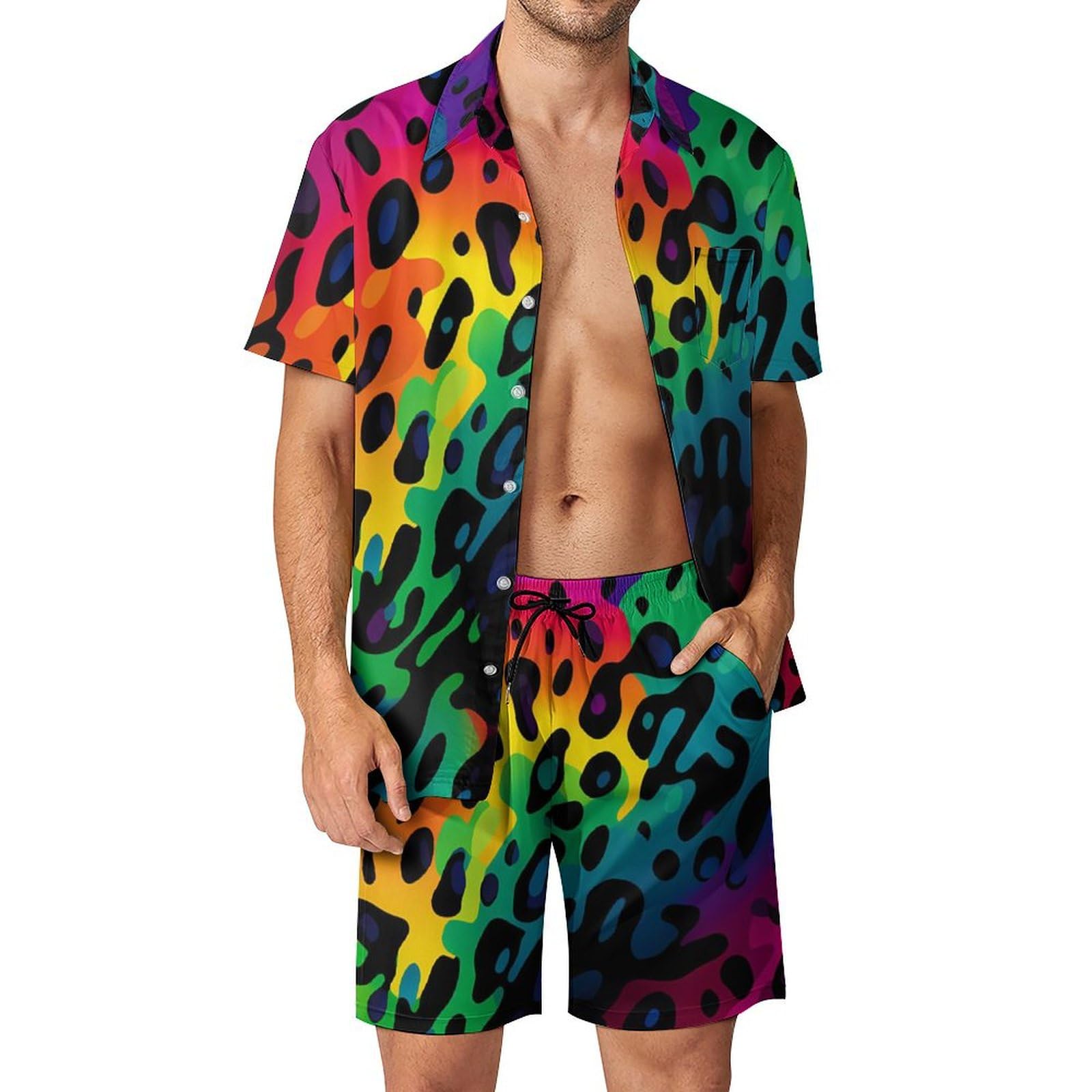 Summer Clothing Men Fashion - Letnie nieregularne geometryczne zestawy męskich koszul