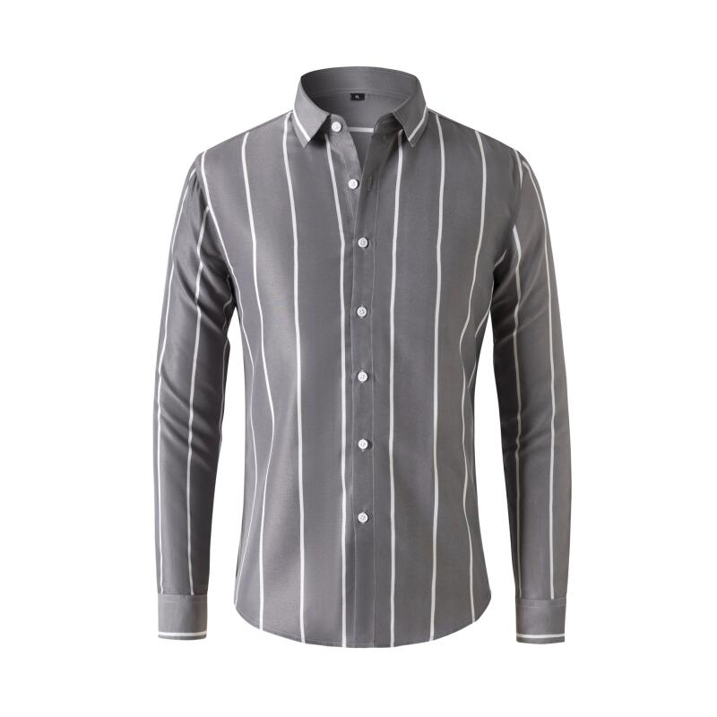 Summer Clothing Men Fashion - Męska koszula w paski z długim