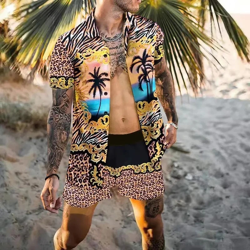 Summer Clothing Men Fashion - Letni, elegancki męski zestaw koszulowy z