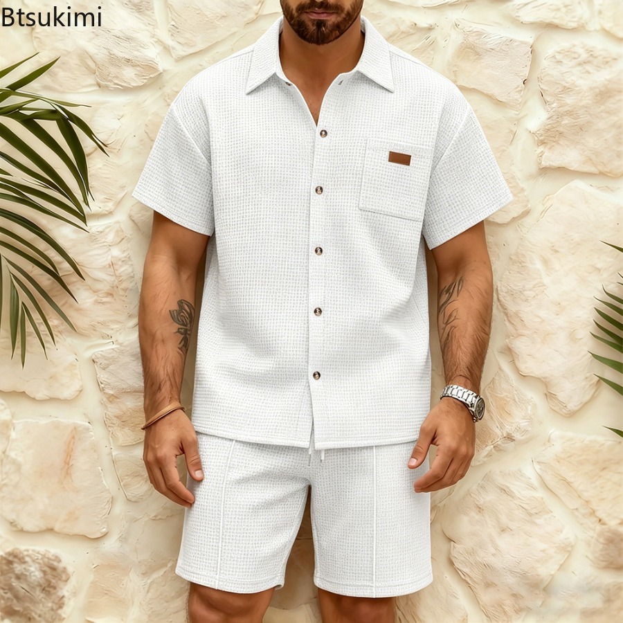 Męski, casualowy komplet z kró – Summer Clothing Men Fashion recenzja i cena