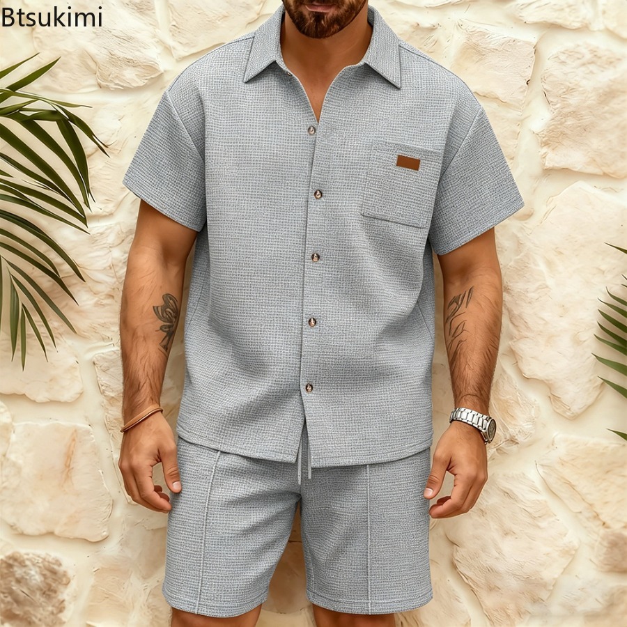 Męski, casualowy komplet z kró – Summer Clothing Men Fashion recenzja i cena