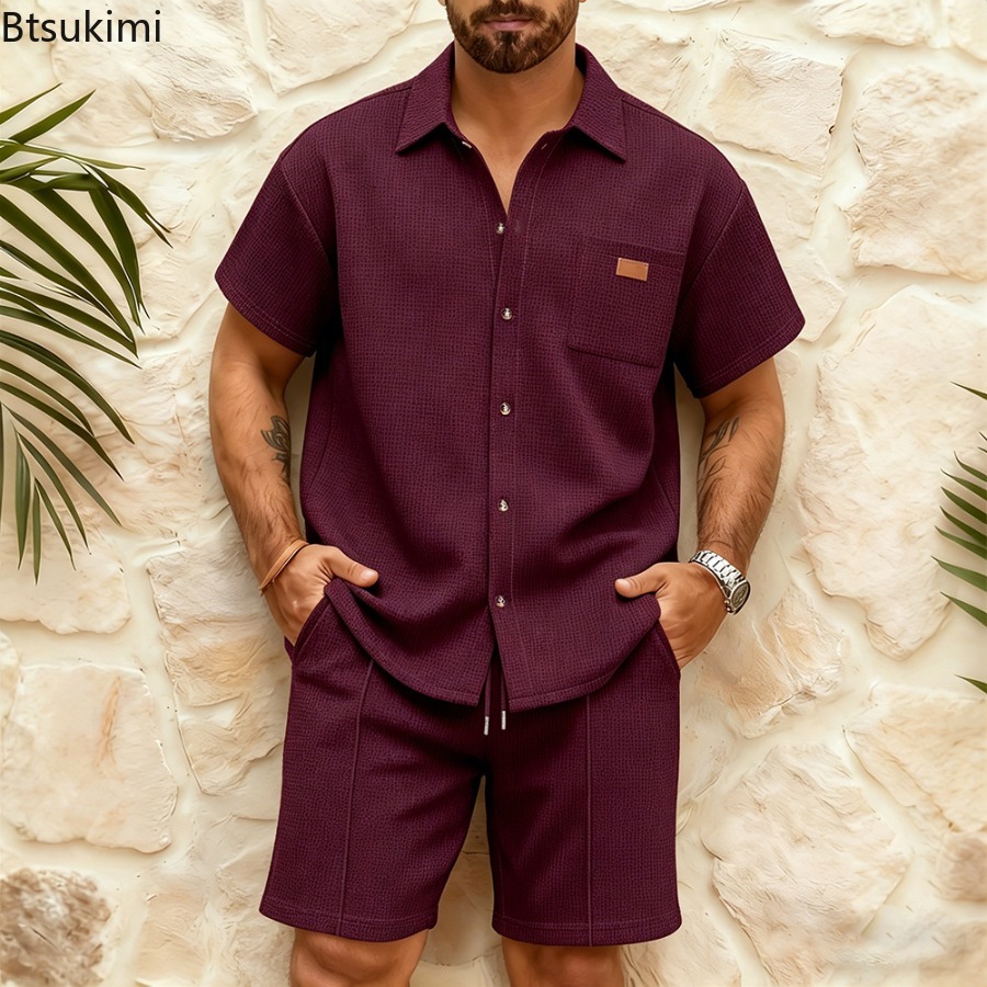 Męski, casualowy komplet z kró – Summer Clothing Men Fashion recenzja i cena