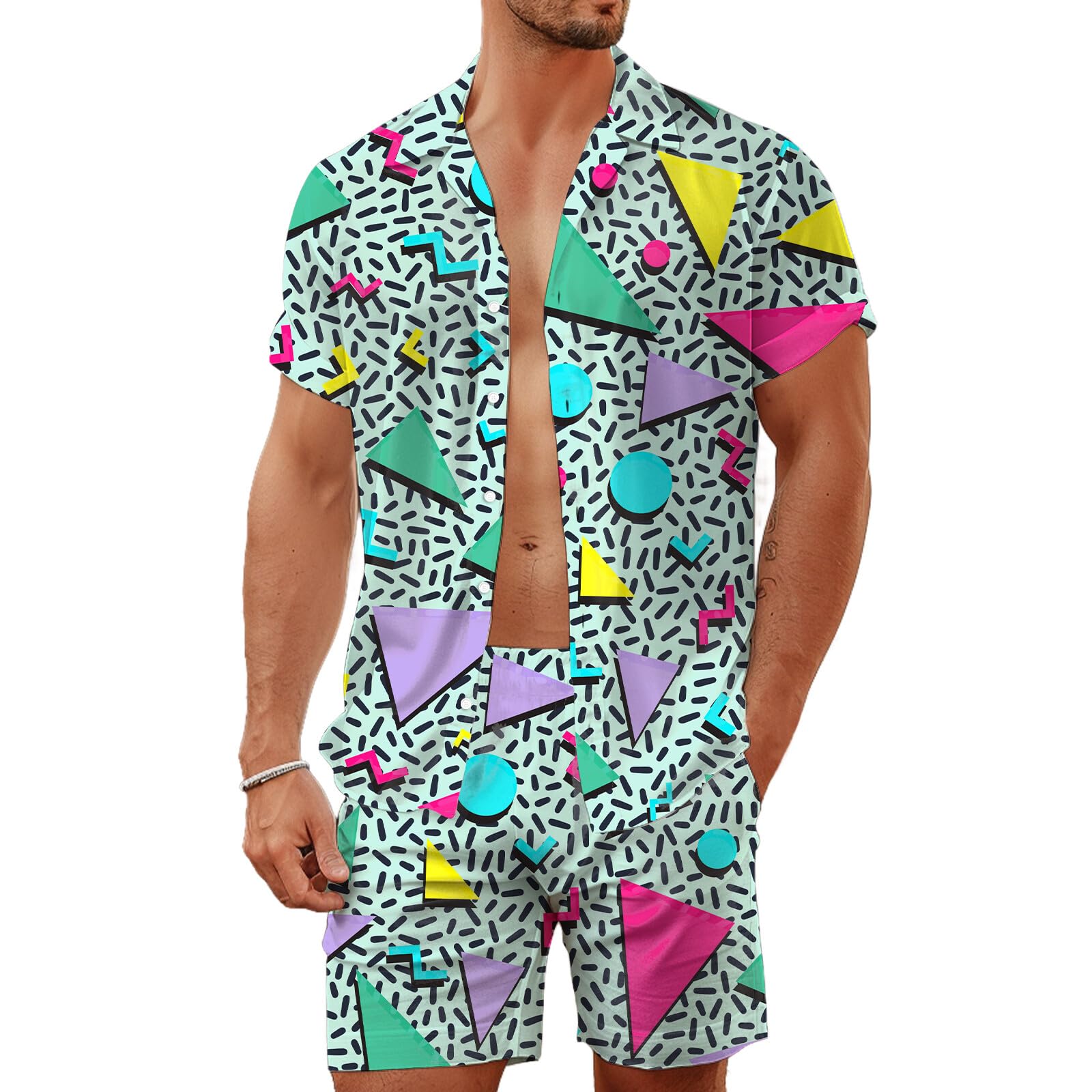 Letnie nieregularne geometrycz – Summer Clothing Men Fashion recenzja i cena