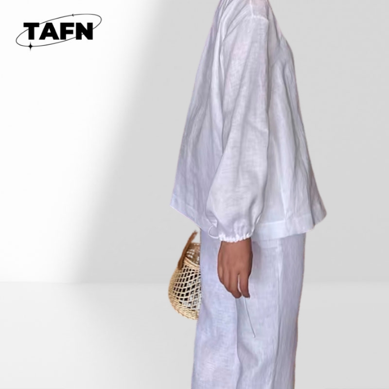 Luksusowy dwuczęściowy zestaw  – Crop Blouse Linen recenzja i cena