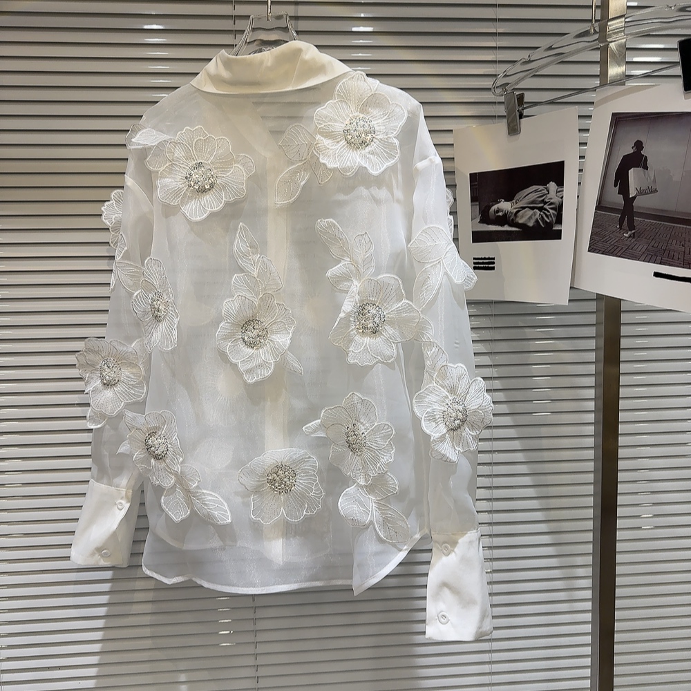 Wiosenne cekiny 3D kwiaty siat – Crop Blouse Linen recenzja i cena