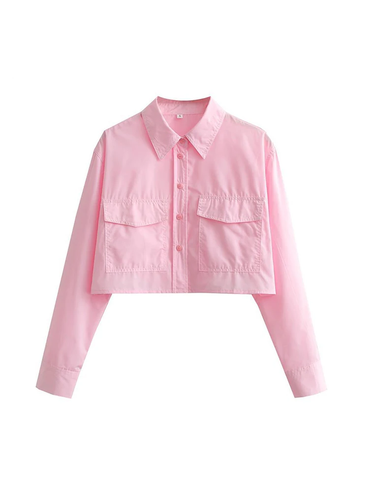 Moda damska z kieszeniami luźn – Crop Blouse Linen recenzja i cena