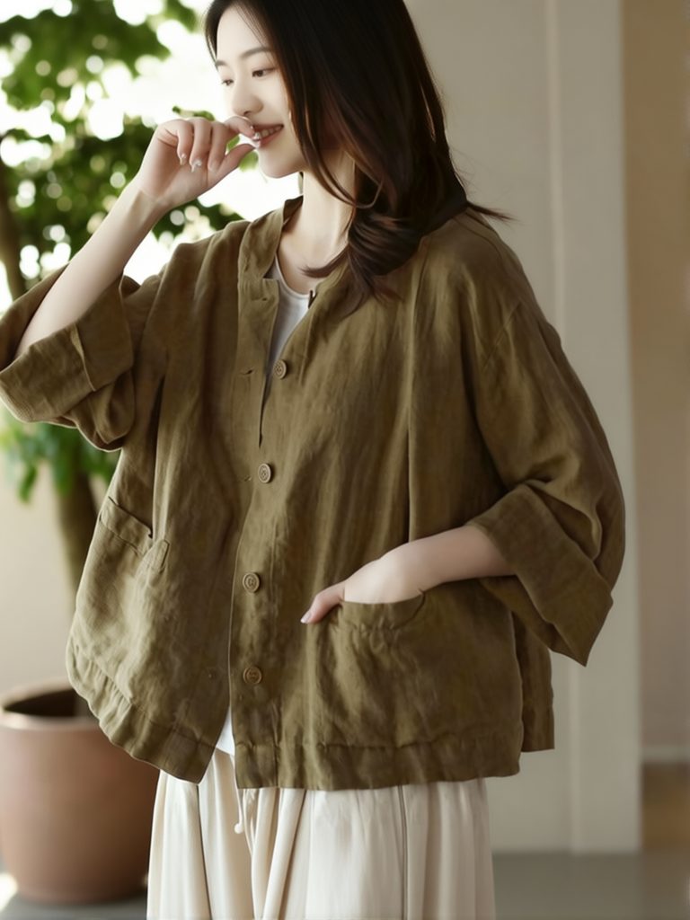 Vintage bawełniana lniana kosz – Crop Blouse Linen recenzja i cena